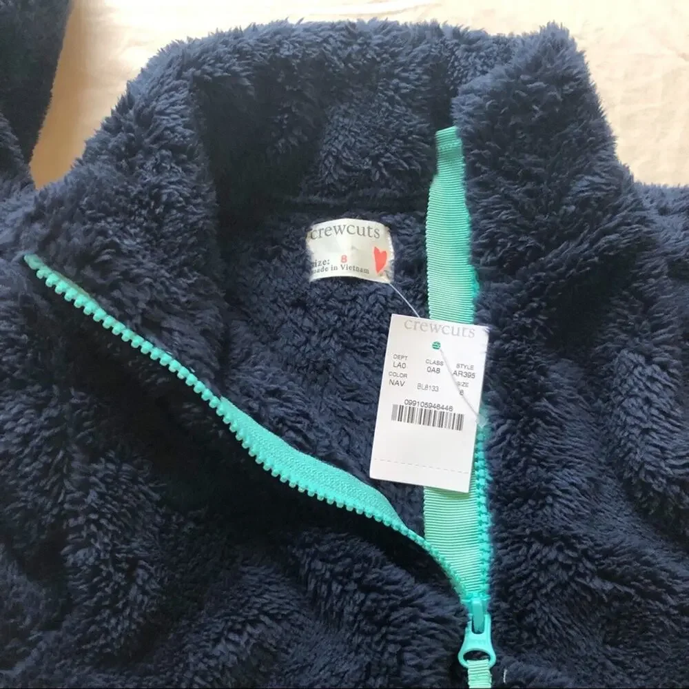 NWT J.Crew Size Medium Kids Navy Sherpa Pullover